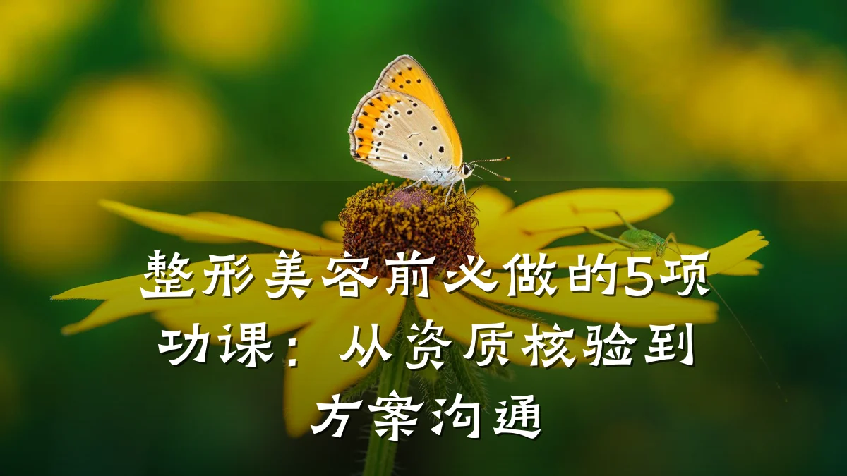 整形美容前必做的5项功课:从资质核验到方案沟通